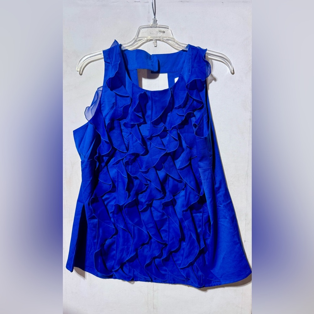 Cato Vibrant Blue Ruffled Tank Top